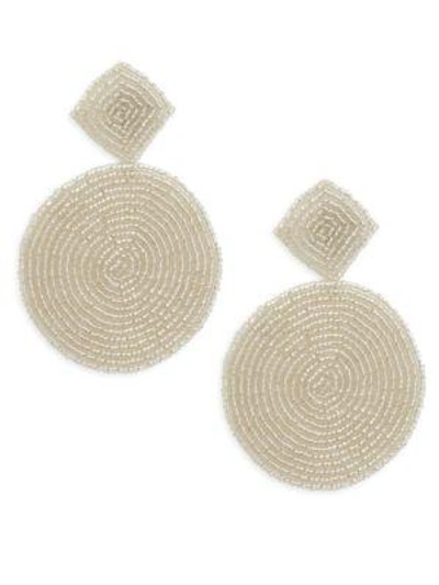 Shop Kenneth Jay Lane Large Beaded Circle Earrings In Silver