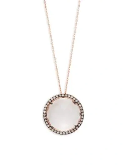 Shop Suzanne Kalan 14k Rose Gold Quartz & White Sapphires Circle Pendant Necklace
