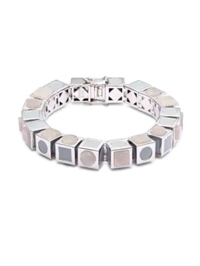 Shop Eddie Borgo Mosaic Cube Bracelet In Silver