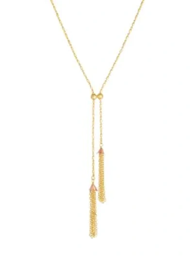 Shop Saks Fifth Avenue 14k Yellow & Rose Gold Y Necklace