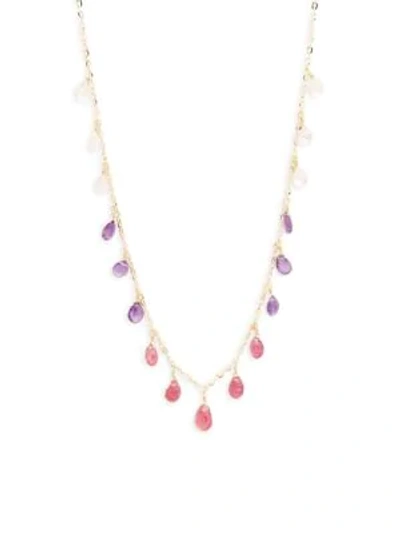 Shop Saks Fifth Avenue Multi-stone And 14k Gold Necklace In Pink