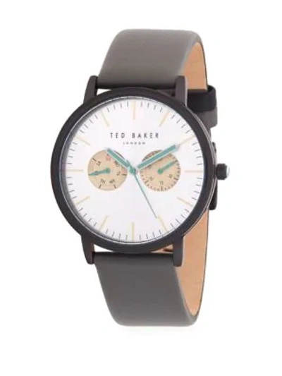 Shop Ted Baker Stainless Steel And Leather-strap Watch In Silver