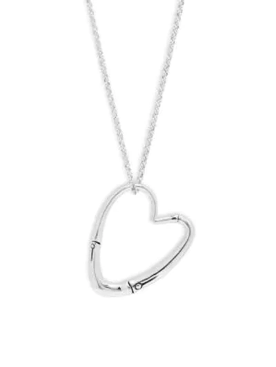Shop John Hardy Women's Silver Bamboo Heart Pendant Necklace