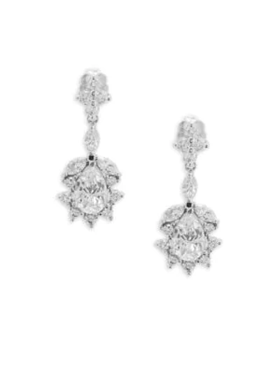 Shop Adriana Orsini Faceted Teardrop Crystal Earrings In Silver