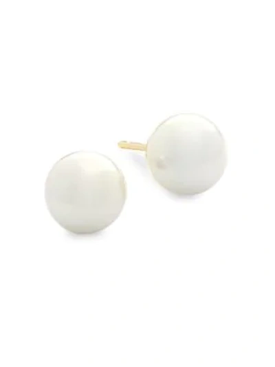 Shop Majorica Faux Pearl And Sterling Silver Stud Earrings In White