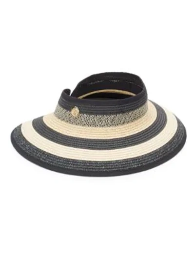 Shop Vince Camuto Striped Visor Hat In Black