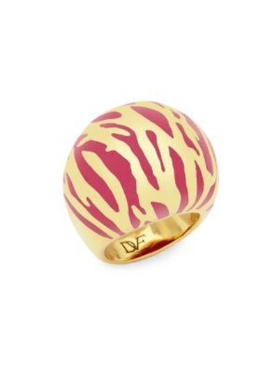 Shop Diane Von Furstenberg Patterned Ring In Rose Gold
