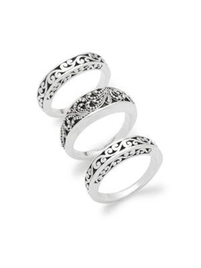 Shop Lois Hill Trio Of Engraved Sterling Silver Rings