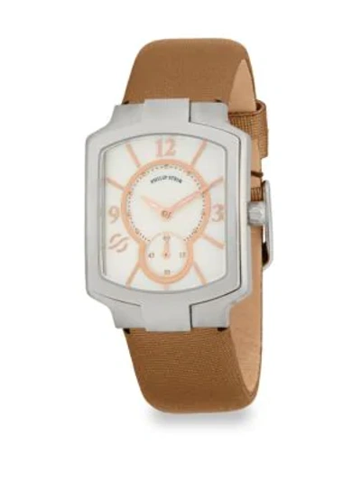 Shop Philip Stein Classic Square Leather Strap Watch In Brown
