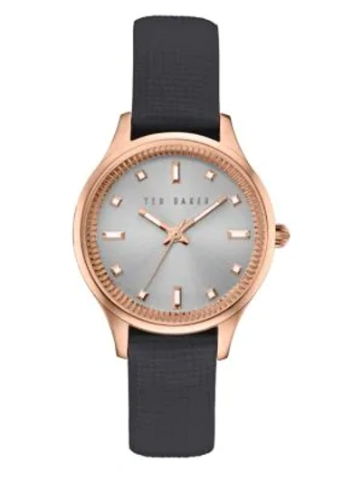 Shop Ted Baker Zoe Round Leather Strap Analog Watch In Rose Gold