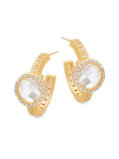 Shop Freida Rothman Crystal Hoop Earrings In Gold