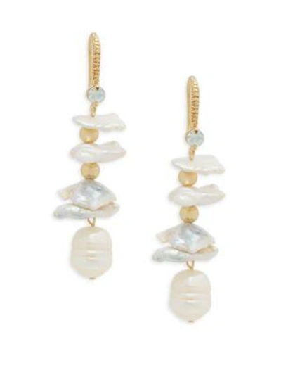 Shop Jardin Faux Pearl And White Opal Drop Earrings In Gold