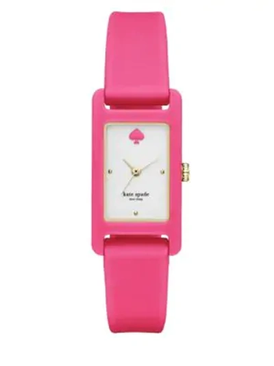 Shop Kate Spade Duffy Square Colorblock Strap Sport Watch In Pink