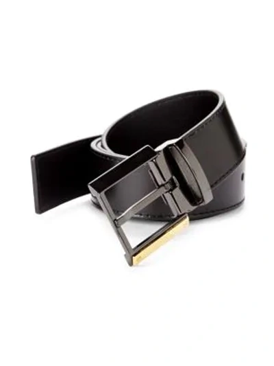 Shop Versace Leather Belt In Black