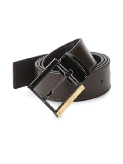 Shop Versace Leather Belt In Dark Brown