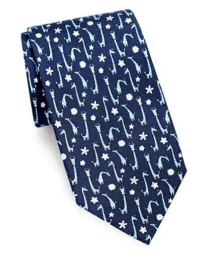 Shop Ferragamo Printed Silk Tie In Blue