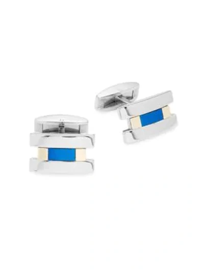 Shop Saks Fifth Avenue Stainless Steel Cuff Links In Silver