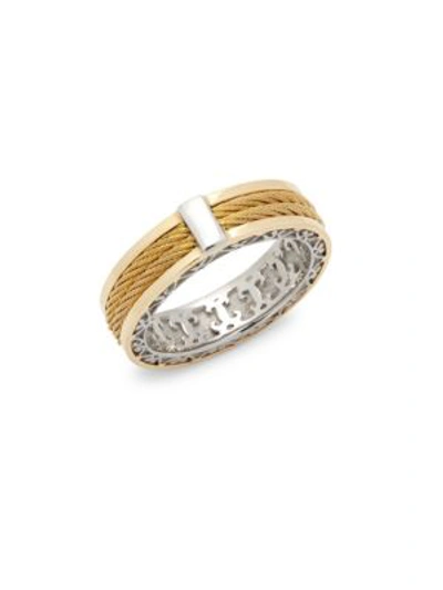 Shop Alor Men's 18k Yellow Gold Cable Stainless Steel Ring