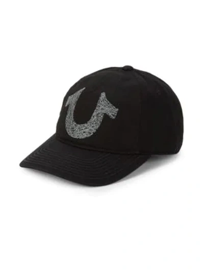 Shop True Religion Logo Cotton Baseball Cap In Black