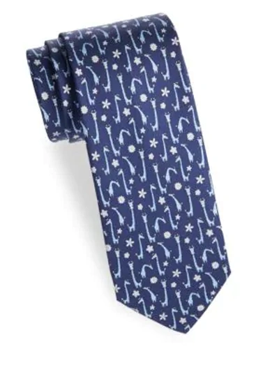 Shop Ferragamo Giraffe Silk Tie In Assorted