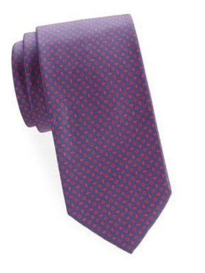 Shop Brioni Geometric Silk Tie In Navy - Red