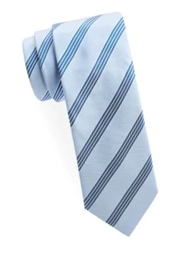 Shop Brioni Stripe Silk Tie In Indigo