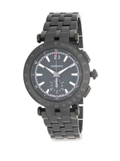 Shop Versace Stainless Steel Five-link Bracelet Watch In Black