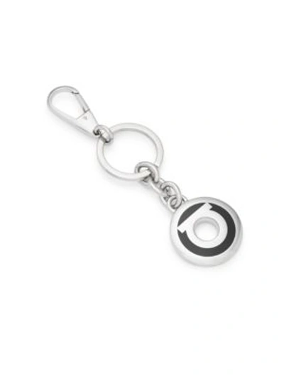 Shop Ferragamo Logo Keychain In Silver Black
