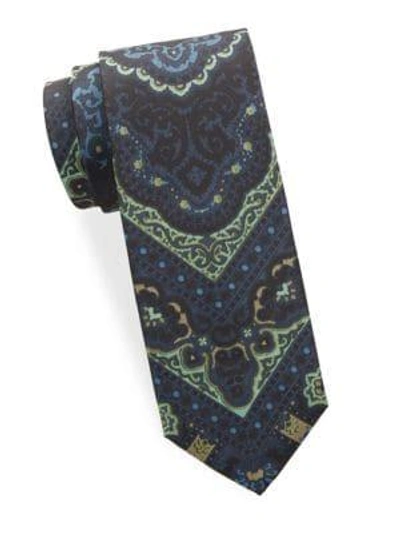 Shop Tom Ford Printed Silk Tie In Navy Green