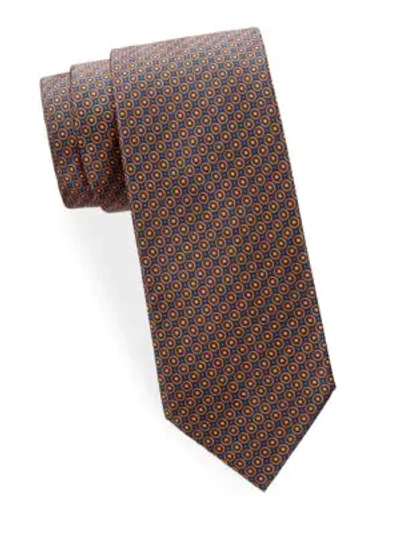 Shop Brioni Circle Dot Silk Tie In Orange - Blue