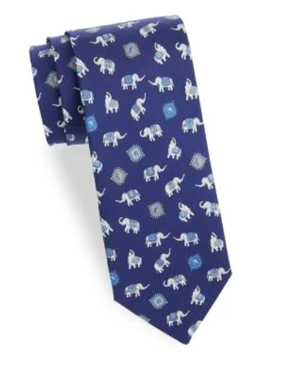 Shop Ferragamo Elephant Silk Tie In Assorted