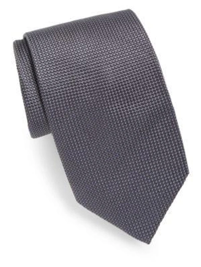 Shop Brioni Pin Dot Silk Tie In Grey Navy