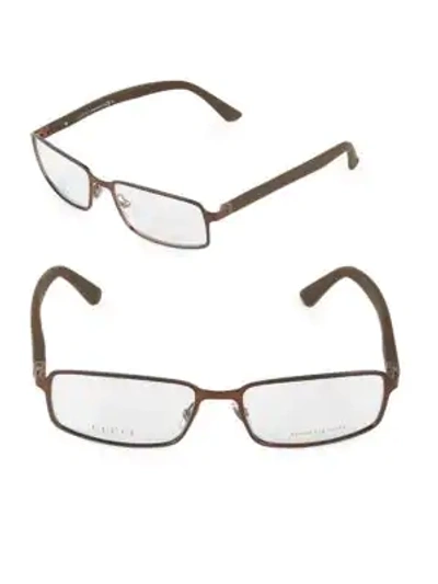Shop Gucci 56mm Rectangle Optical Glasses In Dark Brown