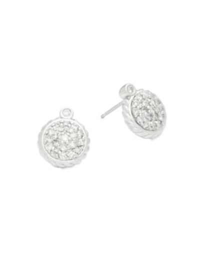 Shop Saks Fifth Avenue Diamond And 14k White Gold Stud Earrings In Silver