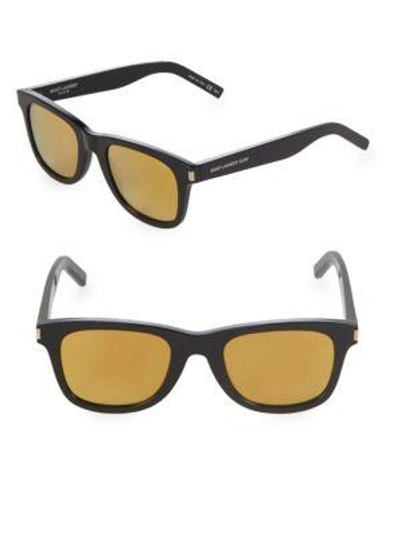 Shop Saint Laurent 50mm Square Sunglasses In Black Gold