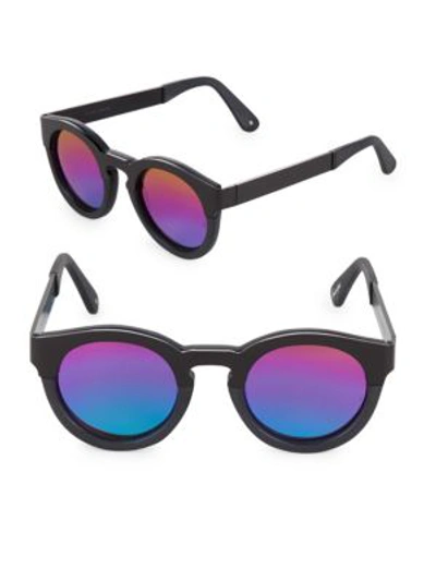 Shop Sunday Somewhere 45mm Soelae Round Sunglasses In Black