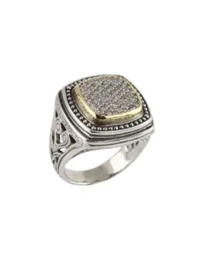 Shop Konstantino Asteri Pavé White Diamond, 18k Yellow Gold And Sterling Silver Ring