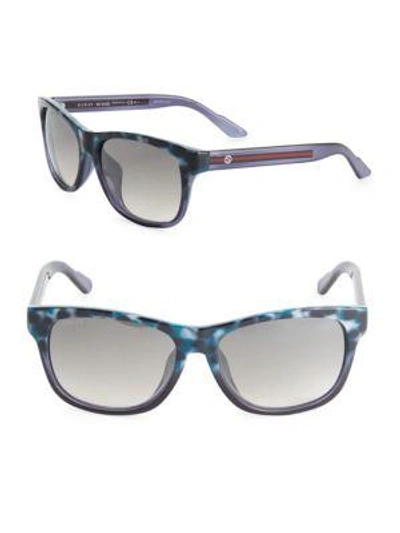 Shop Gucci 57mm Rectangle Sunglasses In Blue