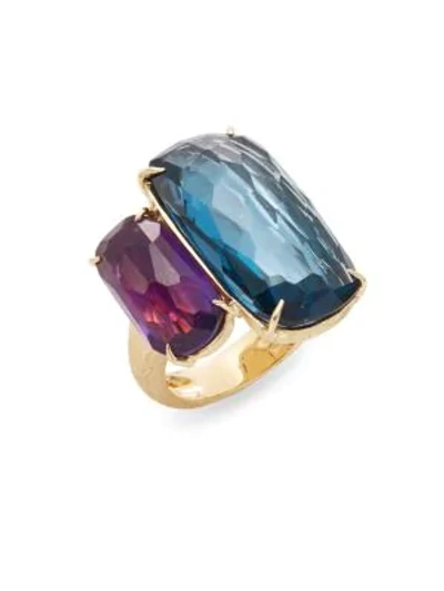 Shop Marco Bicego Murano London Blue Topaz, Amethyst & 18k Yellow Gold Ring In Gold Multi
