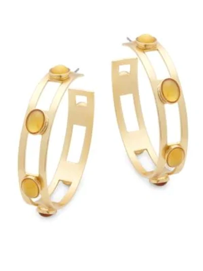 Shop Stephanie Kantis Monaco Citrine Hoop Earrings In Gold