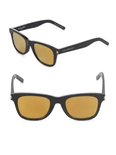 Shop Saint Laurent 50mm Square Sunglasses In Black Gold