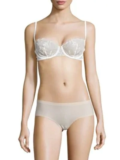 Shop La Perla Edenic Lace-trim Bikini Top In White