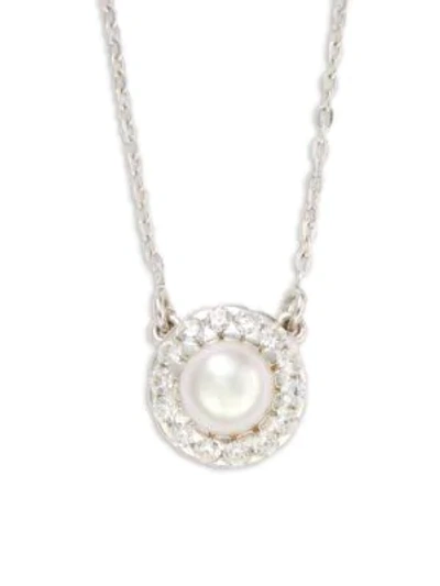 Shop Majorica 6mm White Pearl & Sterling Silver Halo Pendant Necklace