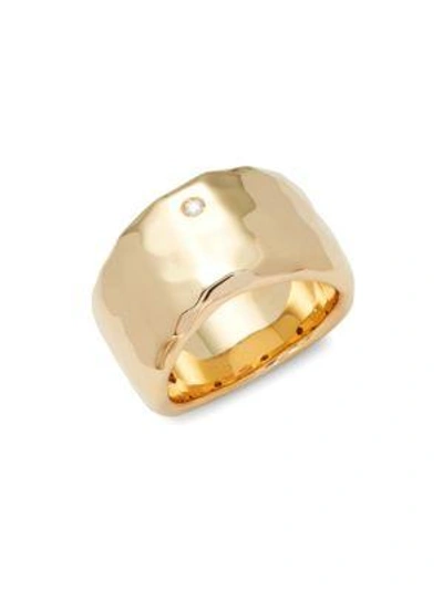 Shop Roberto Coin Yellow Gold & Diamond Band Ring