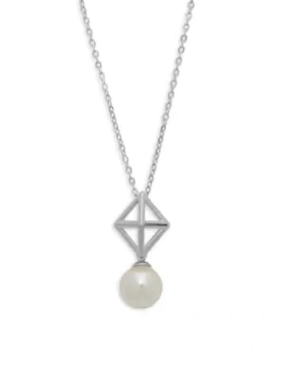 Shop Majorica 8mm White Organic Pearl And Sterling Silver Pendant Necklace