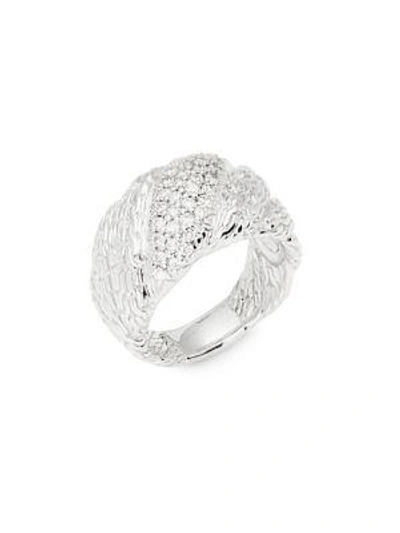 Shop John Hardy Diamond Chain Ring In Silver