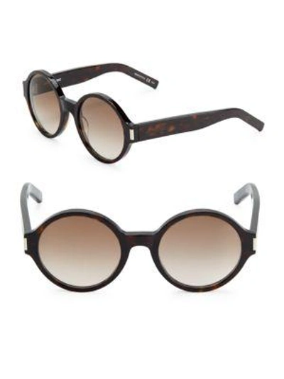 Shop Saint Laurent 52mm Rounded Sunglasses In Shiny