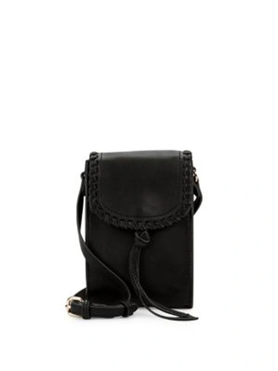 Shop Vince Camuto Flap Leather Phone Case In Black