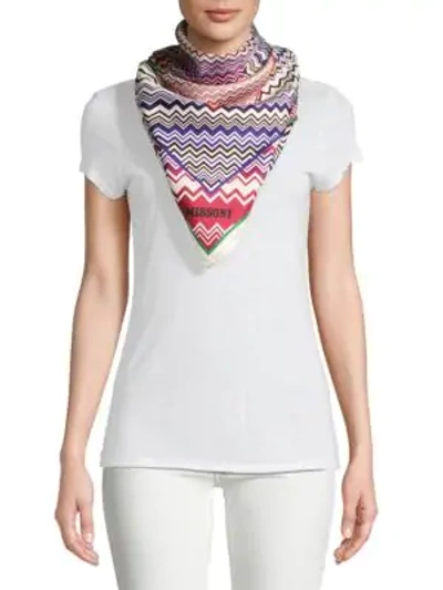 Shop Missoni Zigzag Silk Scarf In Pink