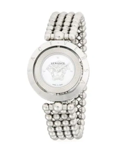 Shop Versace Logo Stainless Steel Bracelet Watch In Grey